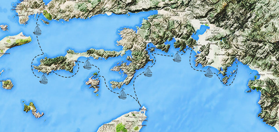 gocek to bodrum map