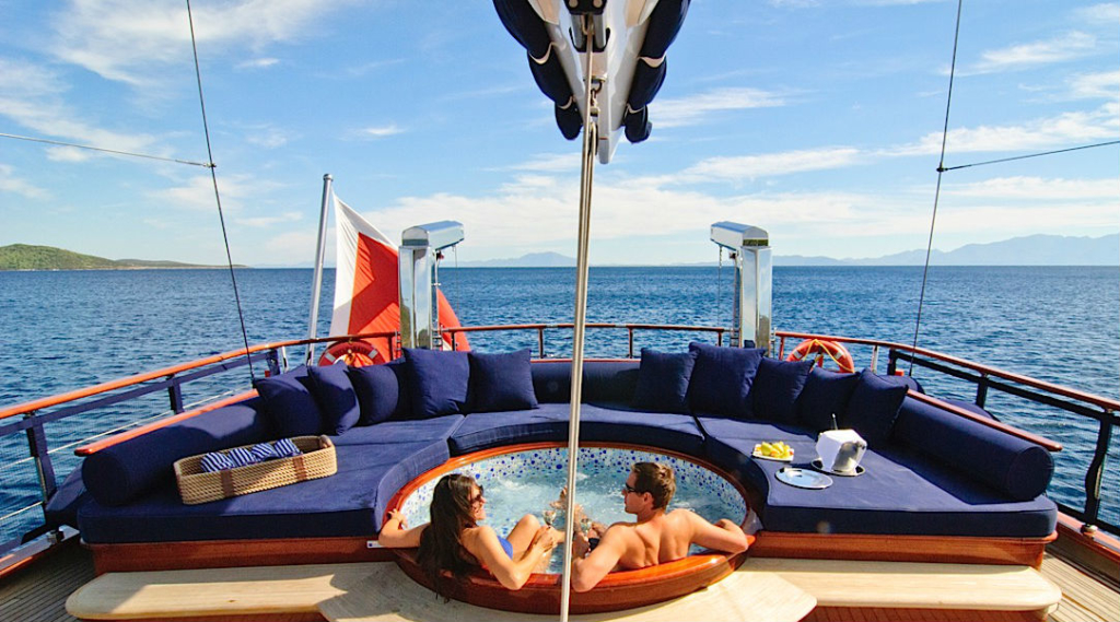 Private Hottub and Seating area on Yacht Greece